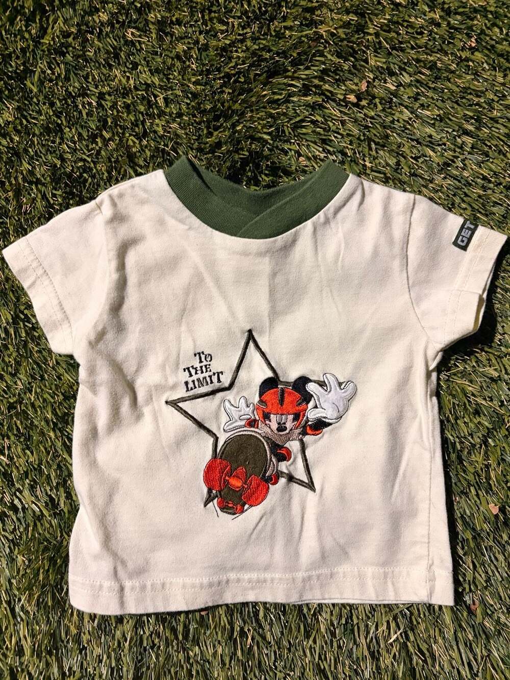 Vintage Mickey Mouse 'To The Limit' Skateboard Embroidered Baby T-Shirt